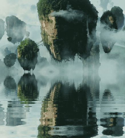 Floating islands over the water
