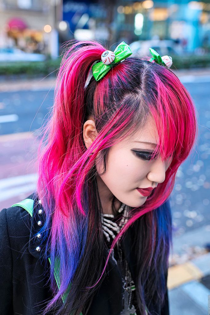 Pink-Purple Dip Dye Hair, Harajuku