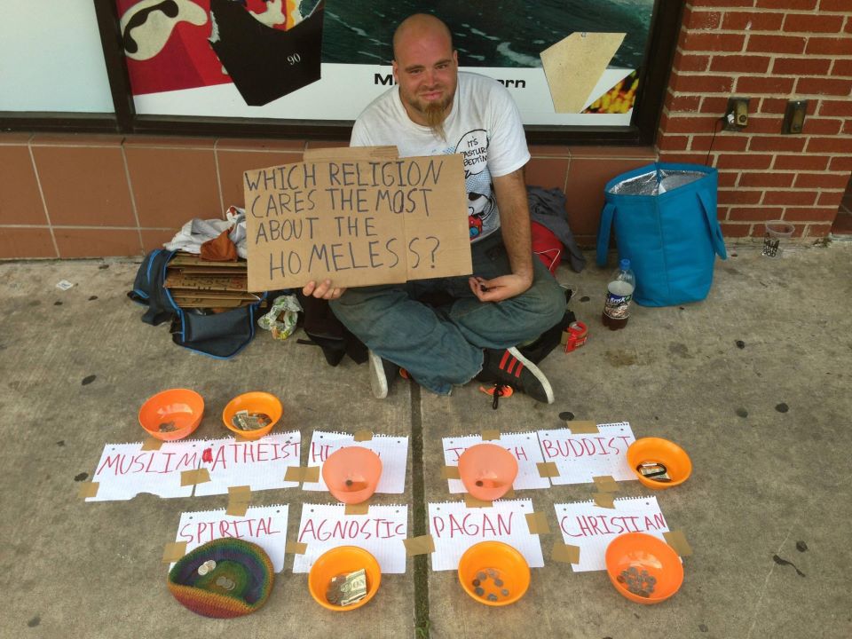 Which religion cares the most about the homeless?