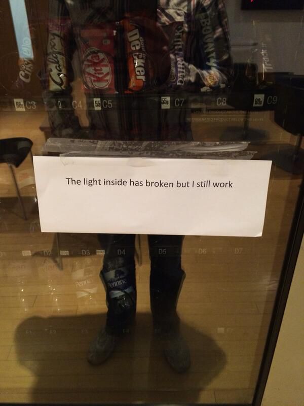 The light inside has broken but I still work