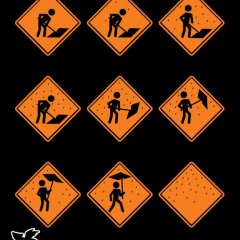 Road Construction In The Rainy Day