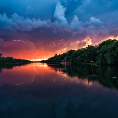 lightning at sunset