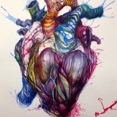 Biro and ink heart