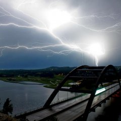 Lightning Over An Austin Bridge
