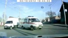 Woman Crossing Street Nearly Hit By First Aid Car