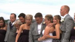 Wedding party falls into lake