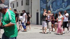 Hugging people