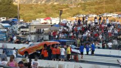 Race car eats man