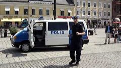 Dancing swedish police man