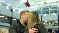 Mistletoe kissing prank