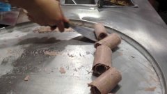 Instant ice cream rolls by street vendor in Phuket Thailand