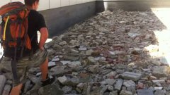 Walking on wavy rubble art exhibit