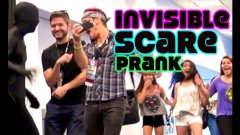 Morph suit guy hiding in the curtains prank