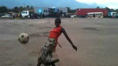 Tanzanian Woman Shows Off Soccer Skills