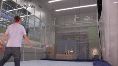 Flying Robot Helicopters Bounce Ball Back And Forth